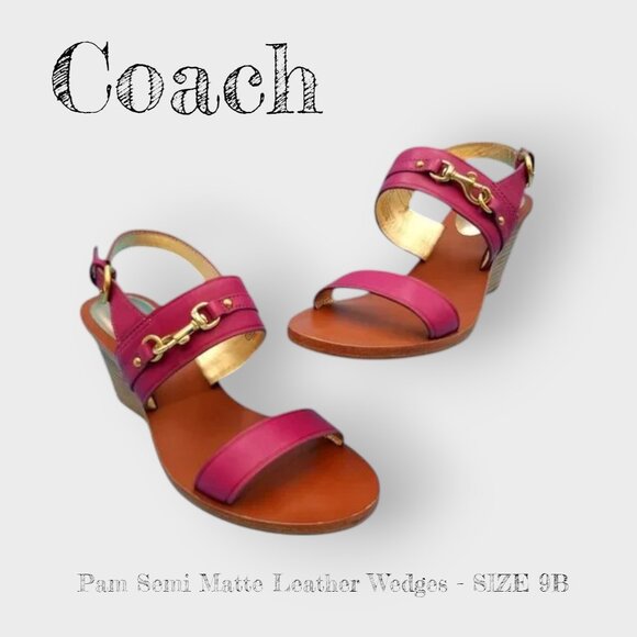 LIKE NEW - Coach Pam Semi Matte Leather Wedges - SIZE 9B - Picture 1 of 6